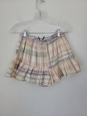 Anthropologie Plaid Ruffle Shorts Xs New